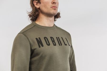 NOBULL Crew Sweatshirt - Bluza Męskie Zielone | PL-PuTlpA7